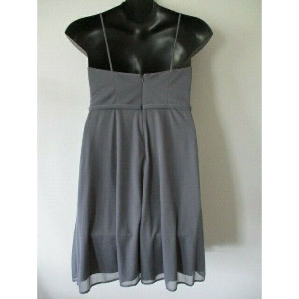 David's Bridal Womens Size 10 Gray Chiffon Prom Cocktail Dress Spaghetti Strap - Picture 7 of 11